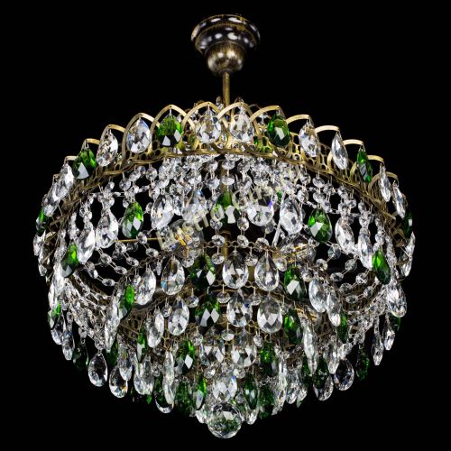 Люстра Грация №5 с подвесом под бронзу Зеленая в Химках Гусь Хрустальный