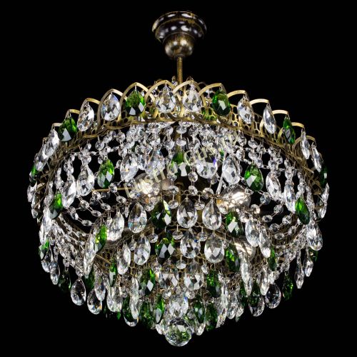 Люстра Грация №5 с подвесом под бронзу Зеленая в Химках Гусь Хрустальный