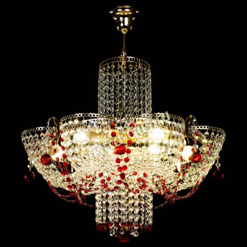 Люстра Камея №6 подвесная красная в Химках Гусь Хрустальный
