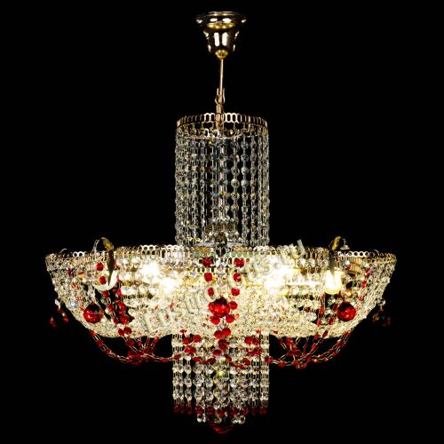 Люстра Камея №6 подвесная красная в Химках Гусь Хрустальный