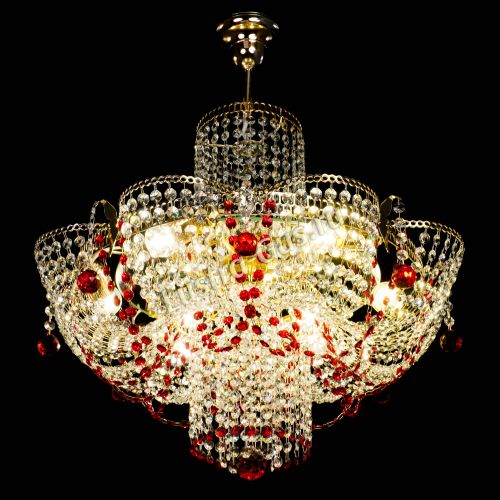 Люстра Камея №6 подвесная красная в Химках Гусь Хрустальный