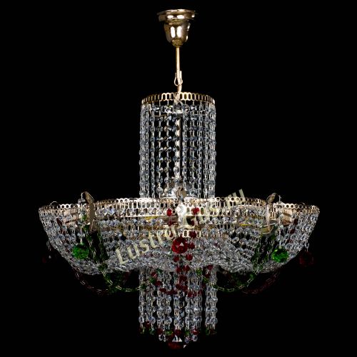 Люстра Камея №6 подвесная красно-зеленая в Химках Гусь Хрустальный