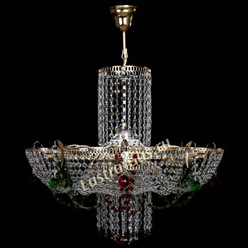 Люстра Камея №6 подвесная красно-зеленая в Химках Гусь Хрустальный