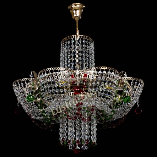 Люстра Камея №6 подвесная красно-зеленая в Химках Гусь Хрустальный