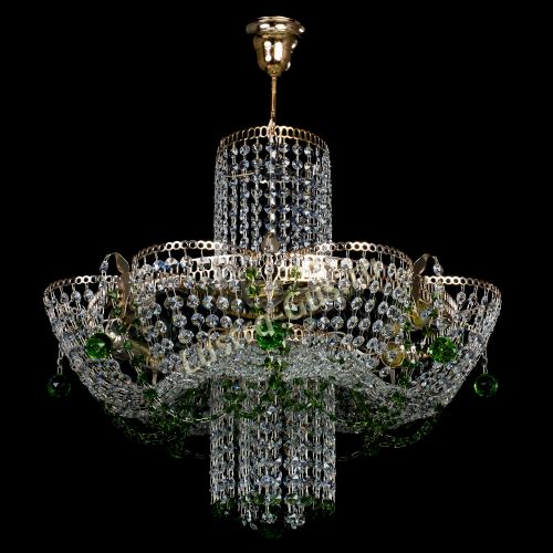 Люстра Камея №6 подвесная зеленая в Химках Гусь Хрустальный