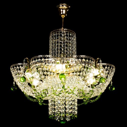 Люстра Камея №6 подвесная зеленая в Химках Гусь Хрустальный
