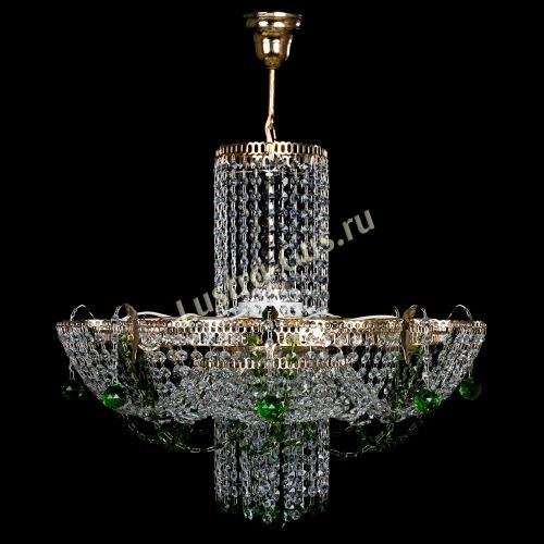 Люстра Камея №6 подвесная зеленая в Химках Гусь Хрустальный
