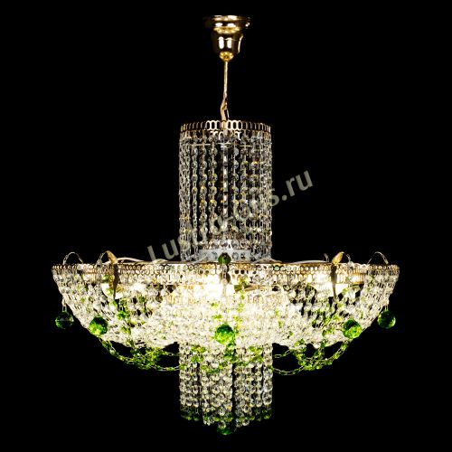 Люстра Камея №6 подвесная зеленая в Химках Гусь Хрустальный
