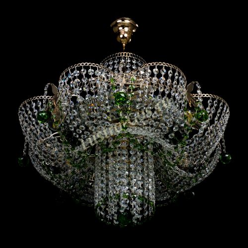Люстра Камея №6 подвесная зеленая в Химках Гусь Хрустальный