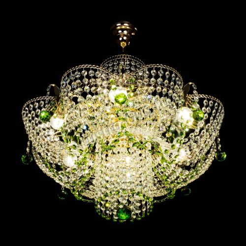 Люстра Камея №6 подвесная зеленая в Химках Гусь Хрустальный