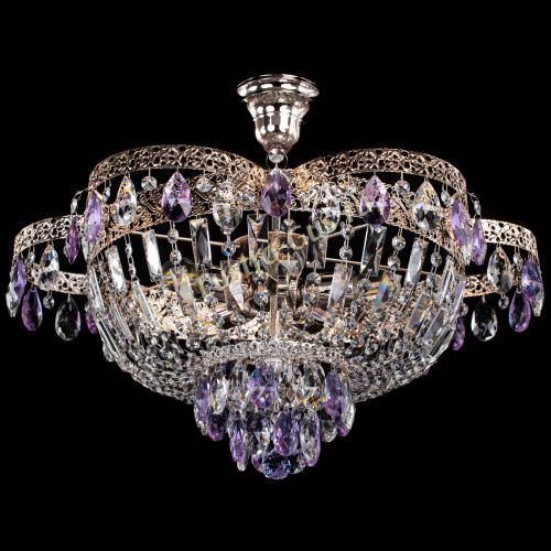 Люстра Камея Флора №5 с подвесом Фиолетовая в Химках Гусь Хрустальный