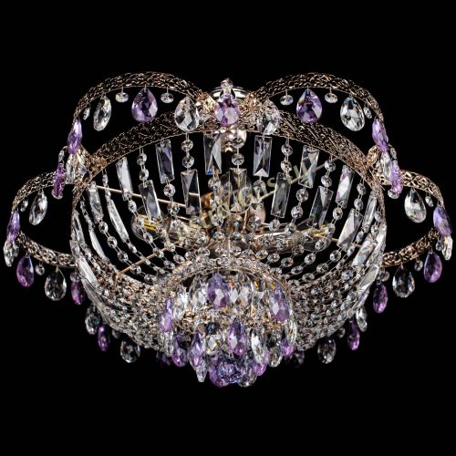 Люстра Камея Флора №5 с подвесом Фиолетовая в Химках Гусь Хрустальный