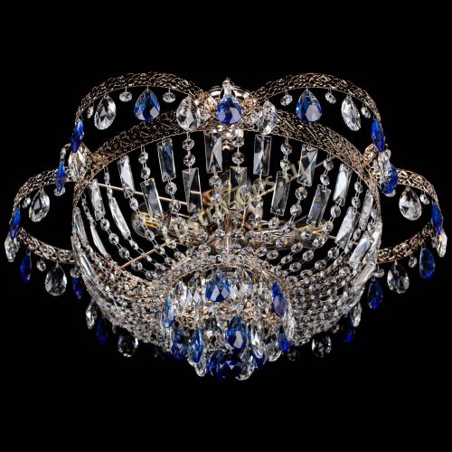 Люстра Камея Флора №5 с подвесом Синяя в Химках Гусь Хрустальный