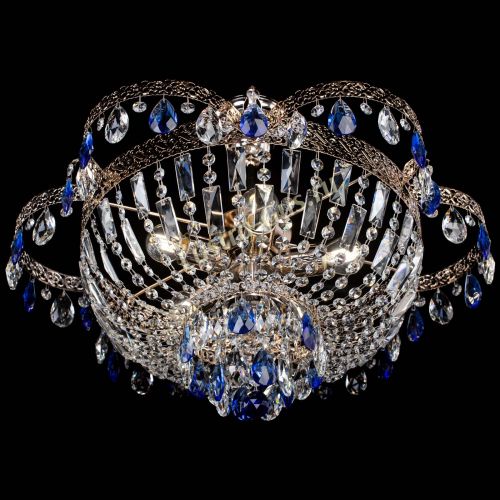 Люстра Камея Флора №5 с подвесом Синяя в Химках Гусь Хрустальный