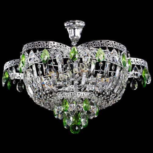 Люстра Камея Флора №5 с подвесом Зеленая в Химках Гусь Хрустальный