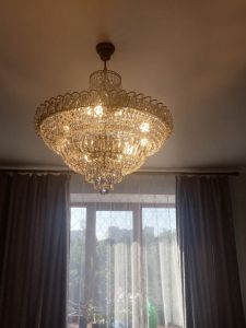 Люстра Хрустальный Каскад №8 с подвесом под бронзу в Химках отзыв и фото покупателя
