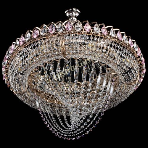 Люстра Кольцо Классика Веер №8 розовая в Химках Гусь Хрустальный