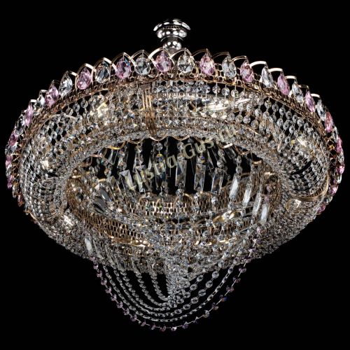 Люстра Кольцо Классика Веер №8 розовая в Химках Гусь Хрустальный