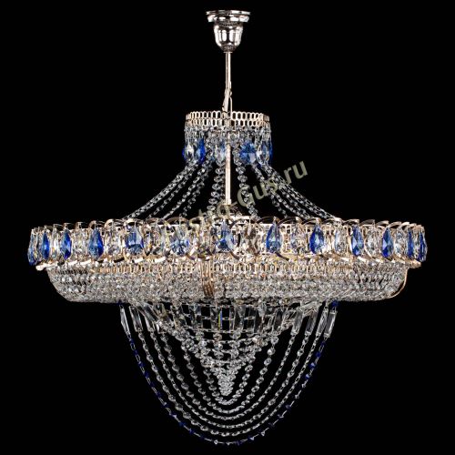 Люстра Кольцо Классика Веер №8 синяя в Химках Гусь Хрустальный