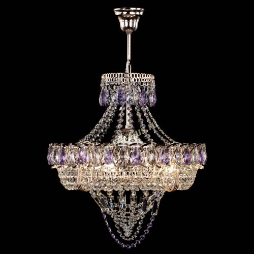 Люстра Кольцо Классика Веер фиолетовая в Химках Гусь Хрустальный