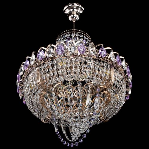 Люстра Кольцо Классика Веер фиолетовая в Химках Гусь Хрустальный