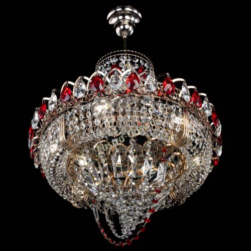 Люстра Кольцо Классика Веер красная в Химках Гусь Хрустальный