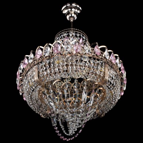 Люстра Кольцо Классика Веер розовая в Химках Гусь Хрустальный