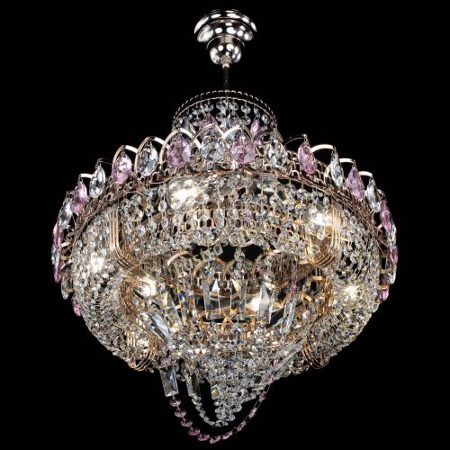 Люстра Кольцо Классика Веер розовая в Химках Гусь Хрустальный