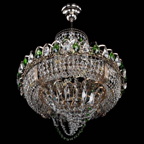 Люстра Кольцо Классика Веер зеленая в Химках Гусь Хрустальный