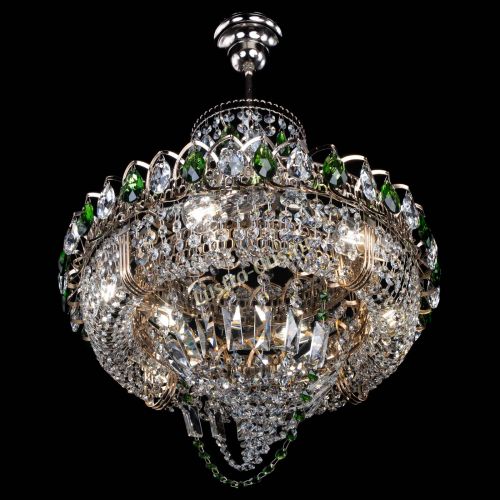 Люстра Кольцо Классика Веер зеленая в Химках Гусь Хрустальный