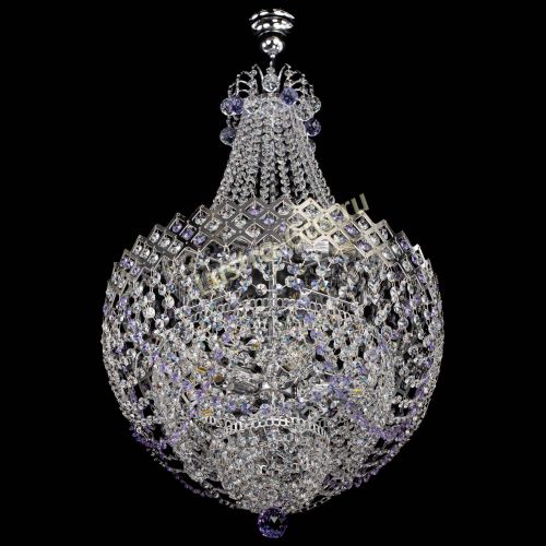 Люстра Корона №5 с подвесом Фиолетовая в Химках Гусь Хрустальный