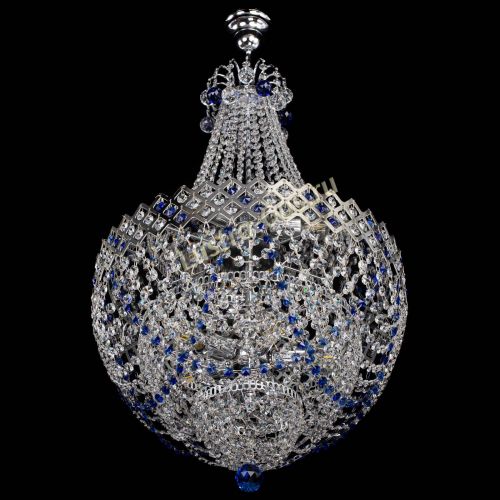 Люстра Корона №5 с подвесом Синяя в Химках Гусь Хрустальный