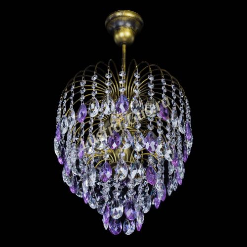 Люстра Лора №3 под бронзу фиолетовая в Химках Гусь Хрустальный