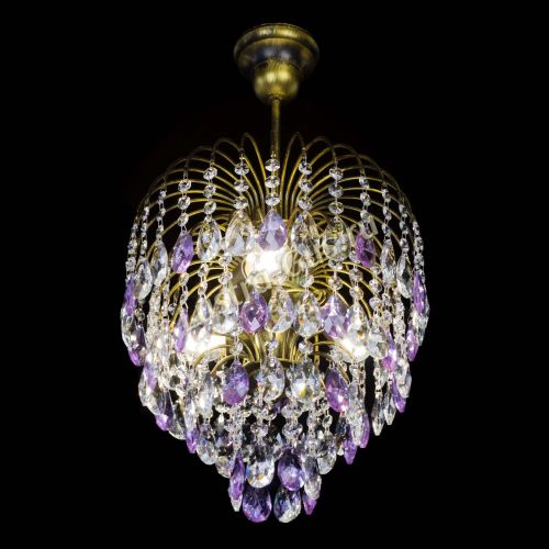 Люстра Лора №3 под бронзу фиолетовая в Химках Гусь Хрустальный