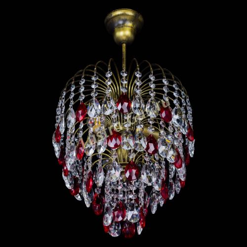 Люстра Лора №3 под бронзу красная в Химках Гусь Хрустальный