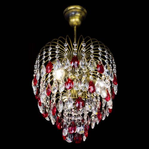 Люстра Лора №3 под бронзу красная в Химках Гусь Хрустальный