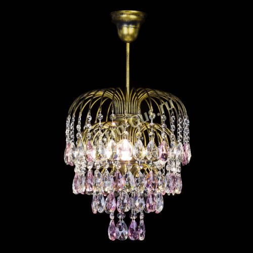 Люстра Лора №3 под бронзу розовая в Химках Гусь Хрустальный