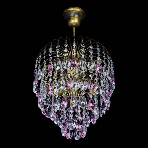 Люстра Лора №3 под бронзу розовая в Химках Гусь Хрустальный