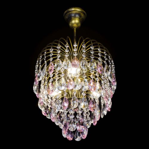Люстра Лора №3 под бронзу розовая в Химках Гусь Хрустальный
