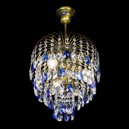 Люстра Лора №3 под бронзу синяя в Химках Гусь Хрустальный