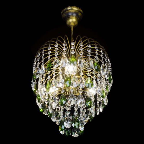 Люстра Лора №3 под бронзу зеленая в Химках Гусь Хрустальный