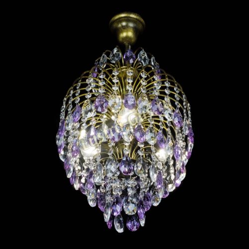 Люстра Лора №3 журавлик Фиолетовая под бронзу в Химках Гусь Хрустальный