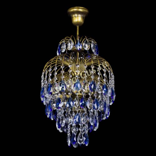 Люстра Лора №3 журавлик Синяя под бронзу в Химках Гусь Хрустальный