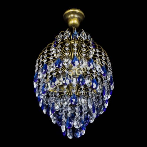 Люстра Лора №3 журавлик Синяя под бронзу в Химках Гусь Хрустальный