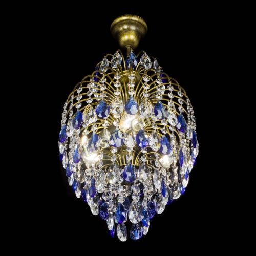 Люстра Лора №3 журавлик Синяя под бронзу в Химках Гусь Хрустальный