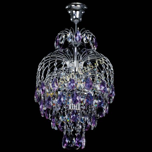 Люстра Лора №3 журавлик сиреневая в Химках Гусь Хрустальный