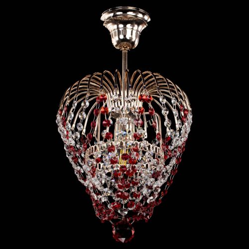 Люстра Малинка обтикон красная в Химках Гусь Хрустальный