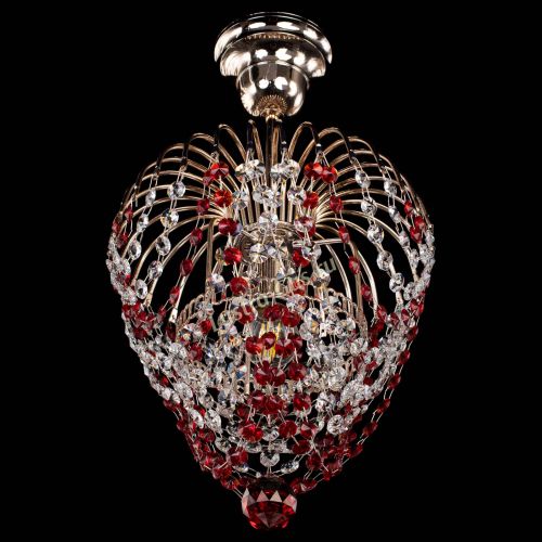 Люстра Малинка обтикон красная в Химках Гусь Хрустальный