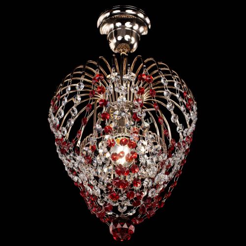 Люстра Малинка обтикон красная в Химках Гусь Хрустальный