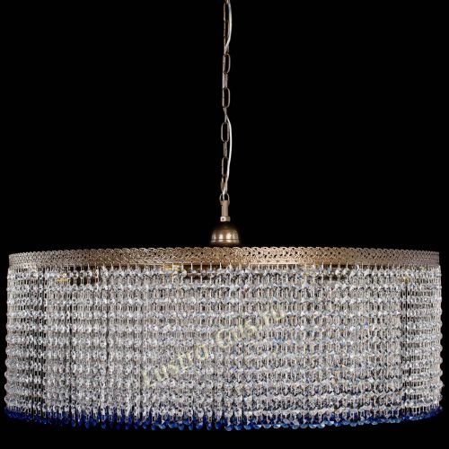 Люстра Милан капель №10 под бронзу синяя с подвесом в Химках Гусь Хрустальный